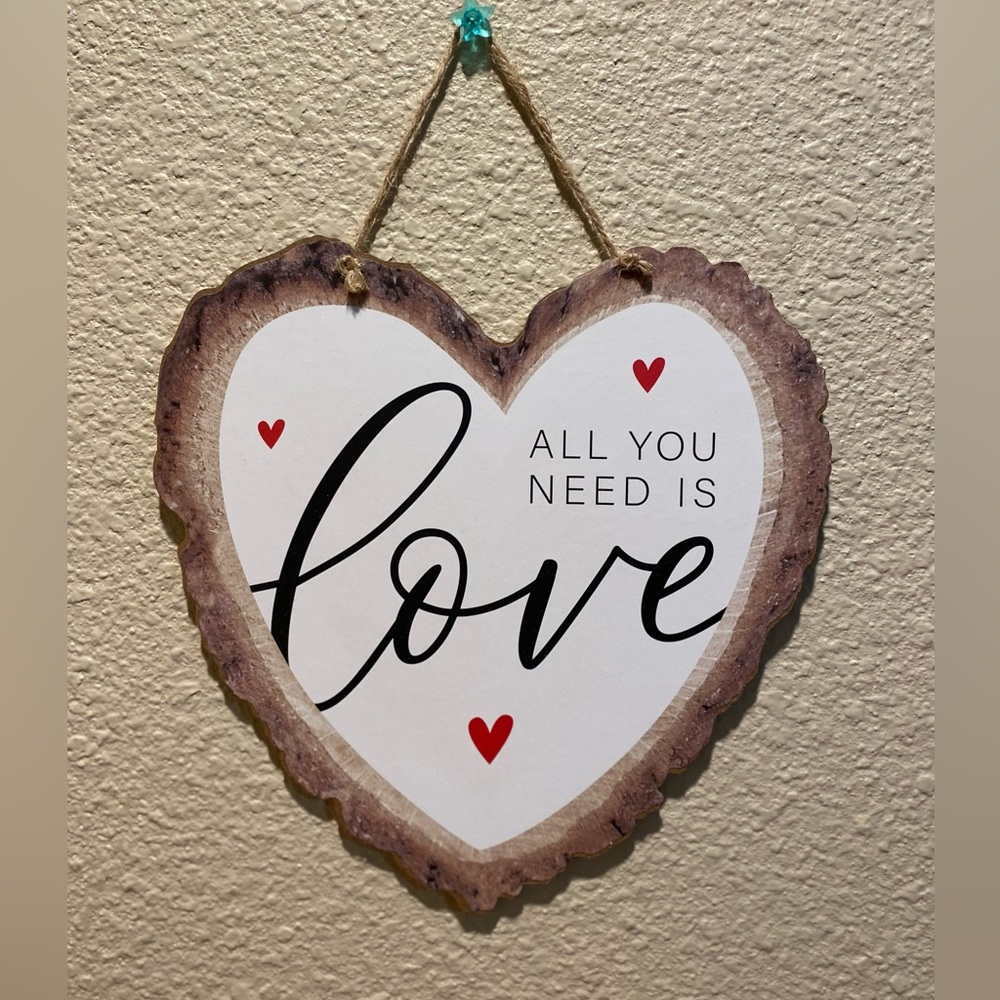 All You Need Is Love Wall Decor, Heart Shaped Wood Hanging Wall Decor